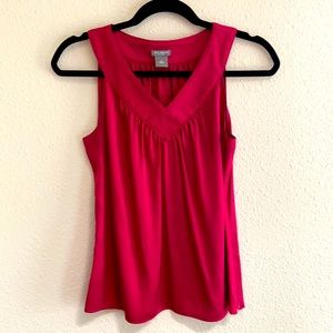 NWOT Ann Taylor Petites Red Silk Sleeveless V-Neck Tank Top Blouse, Size 4P